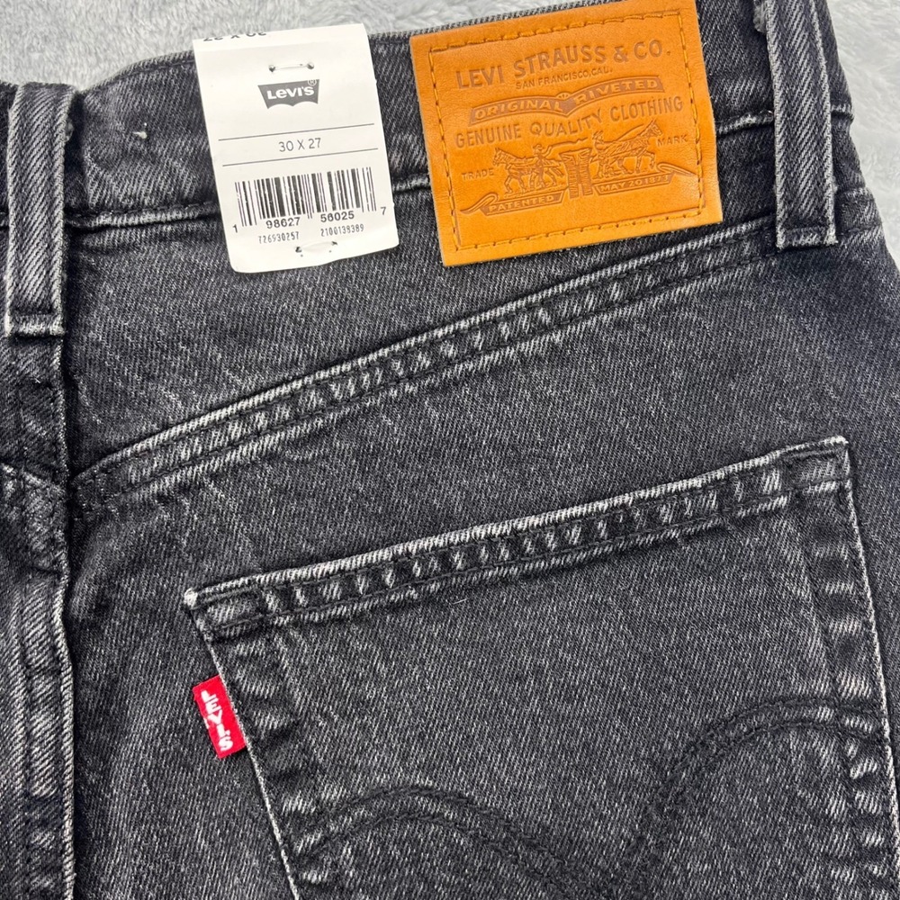 Levis Premium Ribcage Straight Ankle Jeans Womens 30 Super High Rise Black Denim - Picture 11 of 12